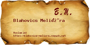 Blahovics Melióra névjegykártya